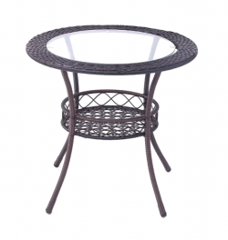 Rattan side tea tables with glass top, backyard modern deck balcony table