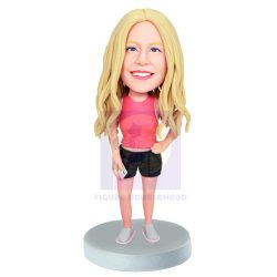 Female In Red Sports Vest Custom Figure Bobbleheads