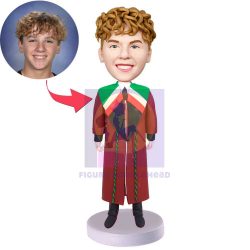 Male Graduates In Dark Red Gown Custom Graduation Bobbleheads