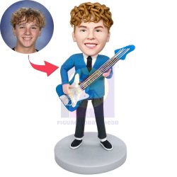 Male Guitarist In Blue Coat Custom Figure Bobbleheads