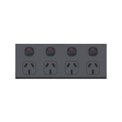 BLACK GPO FOUR GANG POWER POINT SOCKET