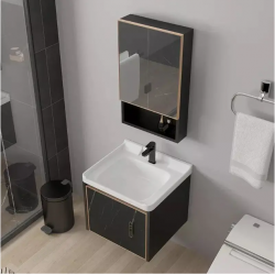 Waterproof Modern Mirror Wall Mounting Aluminum Cabinet Small Vanity Set Bathroom Vanities with Sink