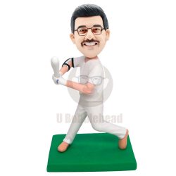 Custom Professional Male Baseball Player Bobbleheads In White Tracksuit