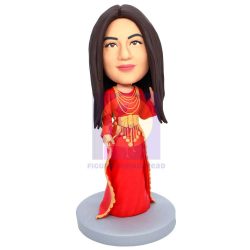 Female In Red Retro Dress Custom Figure Bobbleheads