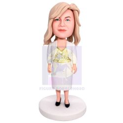 Female Office Staff In White Suit Skirt Custom Figure Bobbleheads