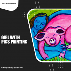 Girl With Pigs Painting