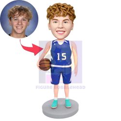 Male Basketball Player In Blue Sportswear Custom Figure Bobbleheads