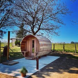 outdoor wood sauna