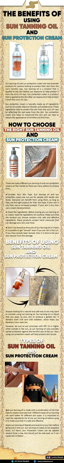 The Benefits Of Using Sun Tanning Oil And Sun Protection Cream