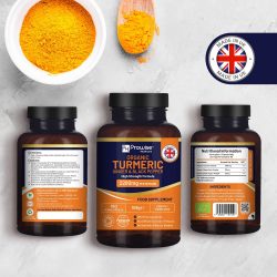 Organic Turmeric 2280mg (High Strength) with Black Pepper & Ginger – 180 Vegan Turmeri ...