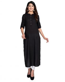 Shop Black Straight Kurti From Swasti Clothing