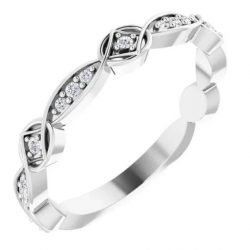 14k White Gold Women’s Anniversary Band with Modern Diamonds