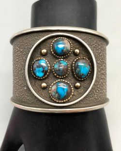 Edison Cummings Bisbee Turquoise, Gold, & Sterling Silver Bracelet