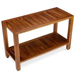 The FREYA, Teak Shower Bench with Shelf 30 Inch