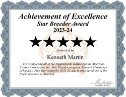 Kenneth Martin Dog Breeder | Star Breeder Award 2023-2024