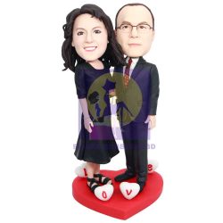 Office Couple In Black Business Attire Custom Figure Bobbleheads