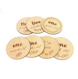 Round Wood Chip Souvenir Carving Baby Milestone Wooden Cards