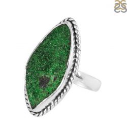 Natural Green Uvarovite Jewelry with 925 Sterling Silver