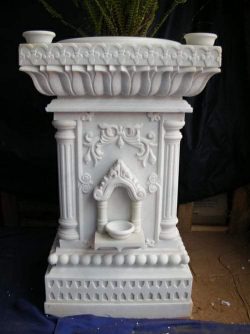 Makrana marble carved Tulsi planter