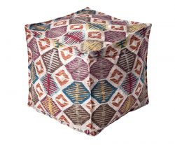 Cube Ottoman Pouf-Polyester Chenille Digital Printed Pouf