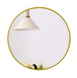 Wood frame mirror, round, plain gold color, concise style ALY0791