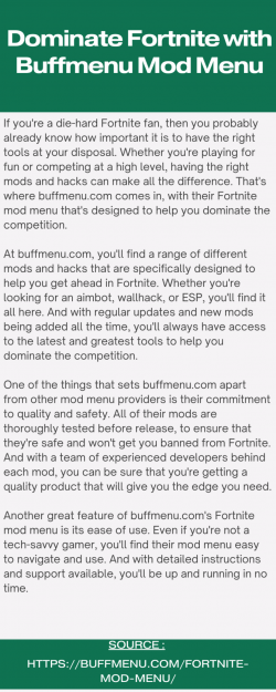Unleash Your Full Potential in Fortnite with BuffmenuMod Menu