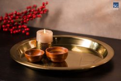 Discover Timeless Elegance with our Golden Thaal Round Stylish Tray