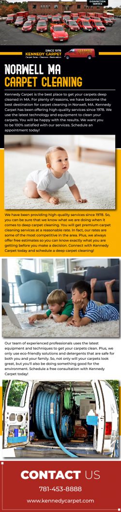 Contact Kennedy Carpet and enjoy advanced carpet cleaning in Norwell, MA