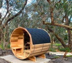 outdoor barrel sauna