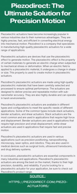 Unlock the Power of Piezoelectric Technology with Piezodirect