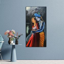 Radha Krishna Abstract Portrait Canvas Wall Painting