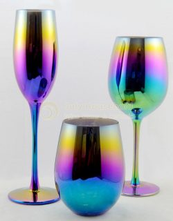 Iridescent Rainbow Colorful Wine Glasses Oil Slick Glass Gift