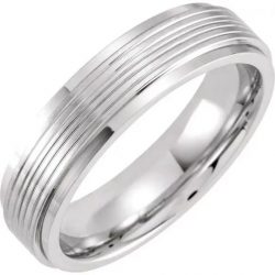 Cobalt Men’s Grooved Flat Edge Wedding Band