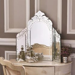 60x63x1.8cm Clear Venetian Carved Glass Decorative Vanity Mirrors