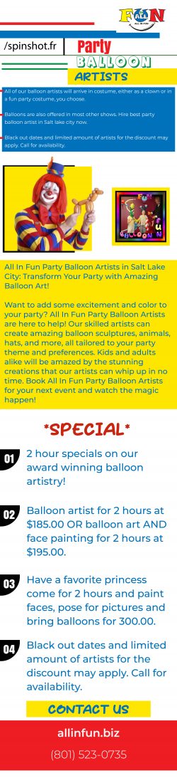 All In Fun Party Balloon Artists in Salt Lake City: Transform Your Party with Amazing Balloon Art!