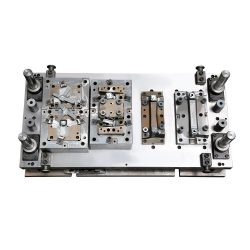 Stamping dies for stanchion engine exhaust systems (lower die)