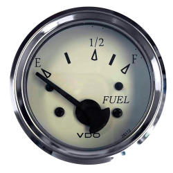 VDO Cockpit Marine 52MM (2-1/16″) Fuel Level Gauge – White Dial/Chrome Bezel