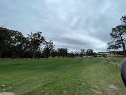 Vertmax turf pigment being applied to a semi dormant couch fairway in Sydney