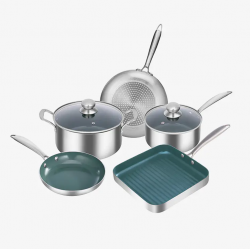 Silver Ceramic Press Aluminum Cookware Set