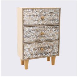 White Print Vintage Pattern Wooden Log Color Cabinet