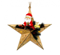 Star Christmas Tree Wooden Pendant