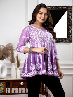 Buy Chikankari Anarkali Kurti from Paramount Chikan