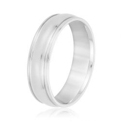 Double Grooved Polished Mens Wedding Band