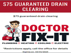 $75 Guaranteed Drain Clearing