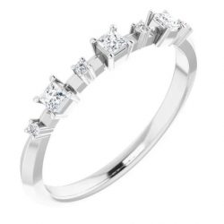 Square Stones Women’s Anniversary Band in White Gold