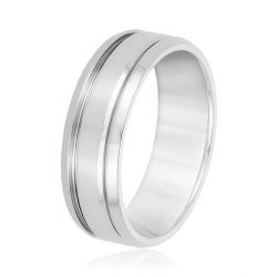 Dual Grooved Men’s Wedding Band with Polished Finish