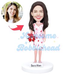 Mother’s Day Gifts Custom Female Bobbleheads Holding Flowers