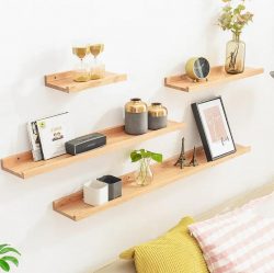 JX2112047 Punch-free wooden wall shelf wall hanging living room TV wall shelf bedroom wall creat ...