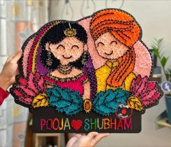 Our Wedding Day- Indian Wedding Couple Illustration String Art