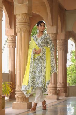 Pure Cotton Kurta Set with Dupatta – PinkCactii